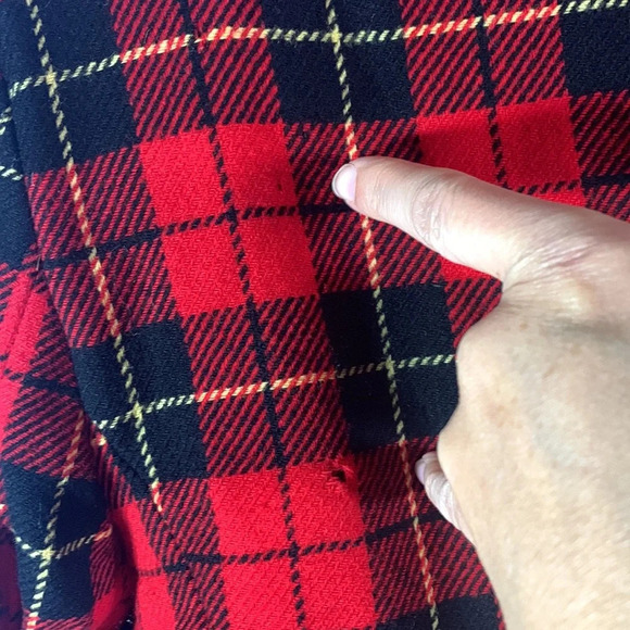 Pendleton sz 12 large Wallace plaid wool blazer red black yellow tartan vintage - Picture 6 of 10